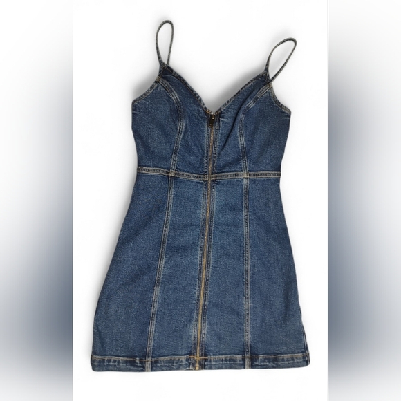 American Eagle Outfitters Dresses & Skirts - NWT American Eagle Romper Dress Sz S Strappy Blue Denim Zipper Mini